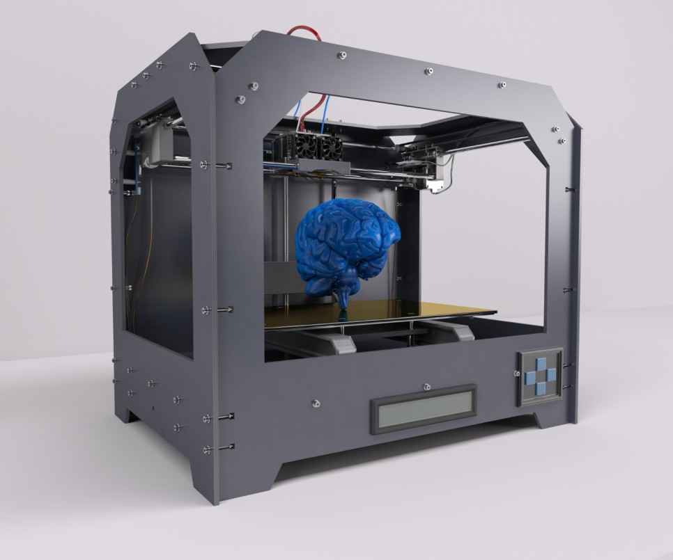 printing a blue human brain